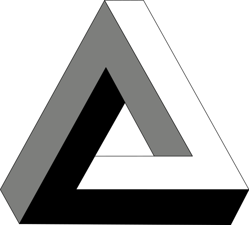 A grey, black, & white penrose triangle.